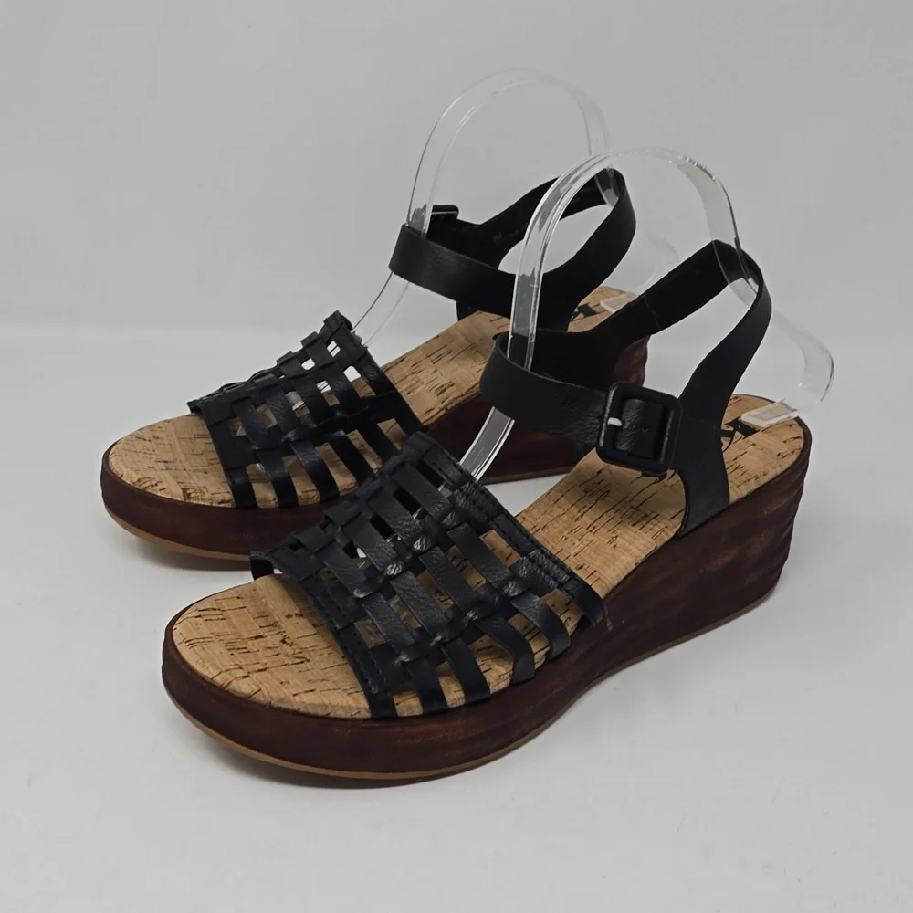 Kork Ease Marley Black Woven Platform Sandals Size 9